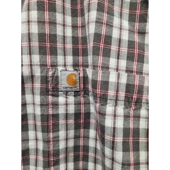 Carhartt Men's Plaid Short-Sleeve Button-Down Front Pocket Plaid Shirt 2XL - Picture 5 of 5